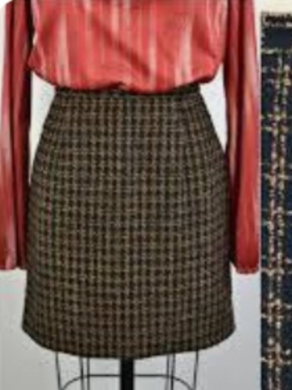 Ann Taylor Petites Wool Blend Plaid Tweed Mini Skirt 8P